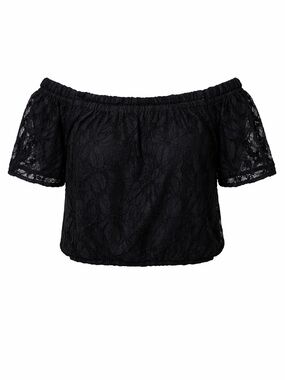 Lucca Couture Black Lace Off-Shoulder Crop Boho Cottagecore M